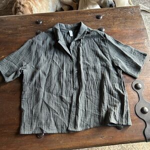 Stars Above Gray Button Down Shirt